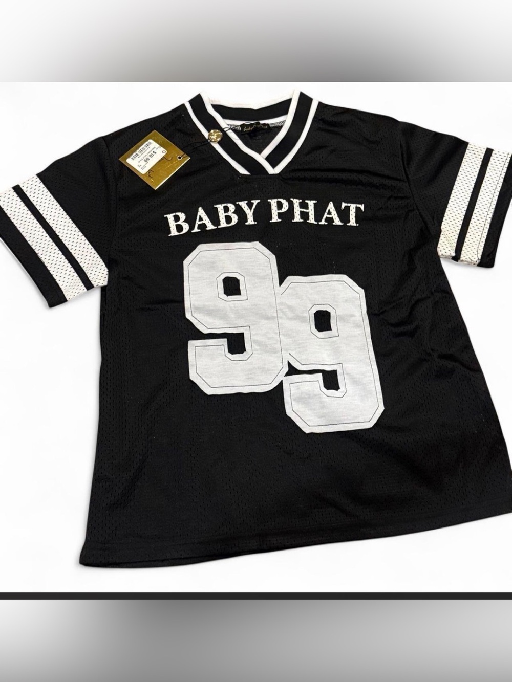 Baby Phat Black and White '99 Mesh Jersey Top